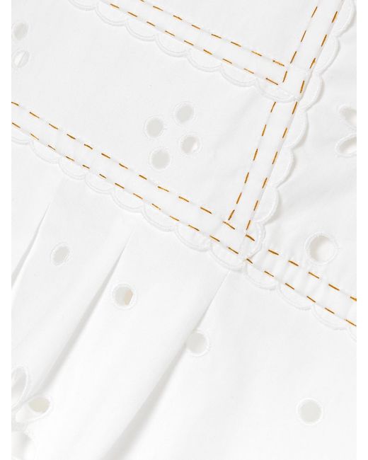 Vita Kin White Olympia Scalloped Broderie Anglaise Cotton-Poplin Top