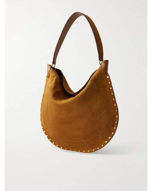 Isabel Marant Brown Oskan Embellished Suede Shoulder Bag