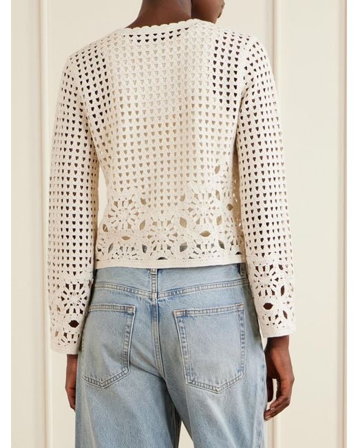 FRAME Natural The Postcard Crocheted Cotton Cardigan
