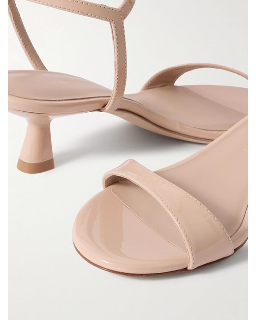 Stuart Weitzman Natural Nudist Wrap Sandalen Aus Lackleder