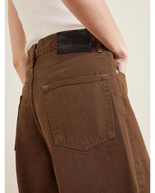 The Elder Statesman Brown Evie Organic Cotton-Twill Wide-Leg Pants