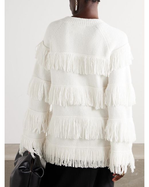 Lisa Yang Natural Agneta Pullover Aus Bouclé Aus Einer Kaschmirmischung Mit Fransen