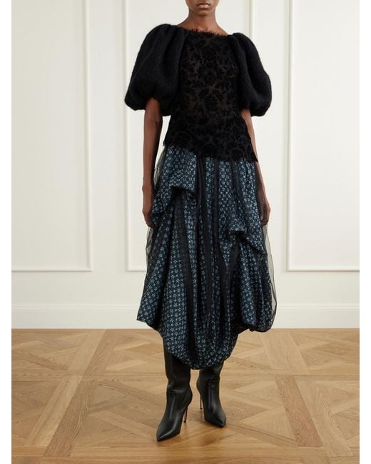 PAULINE DUJANCOURT Black Laia Lace-Trimmed Knitted Blouse