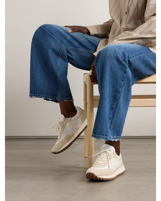 Gianvito Rossi Natural Gravel Suede, Leather And Shell Sneakers