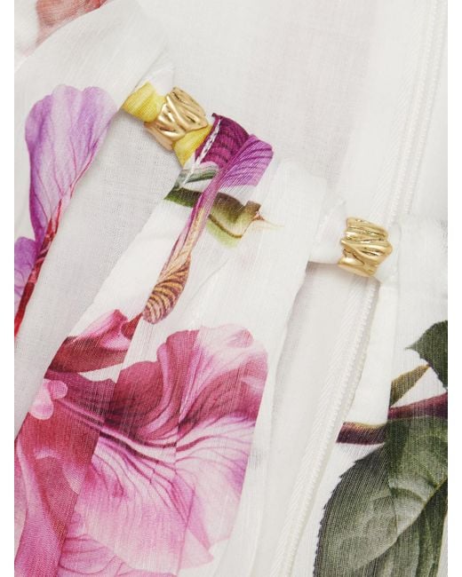 Aje. White Fleur Embellished Floral-Print Tencel Lyocell-Blend Midi Dress