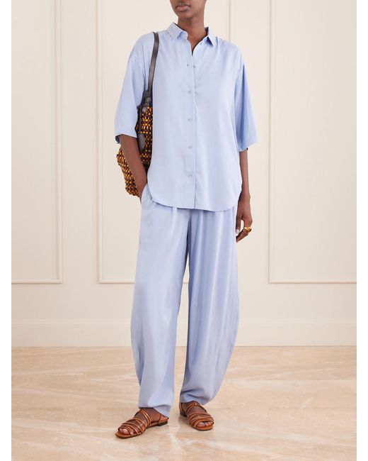Jamie Haller Blue Elbow Silk Shirt