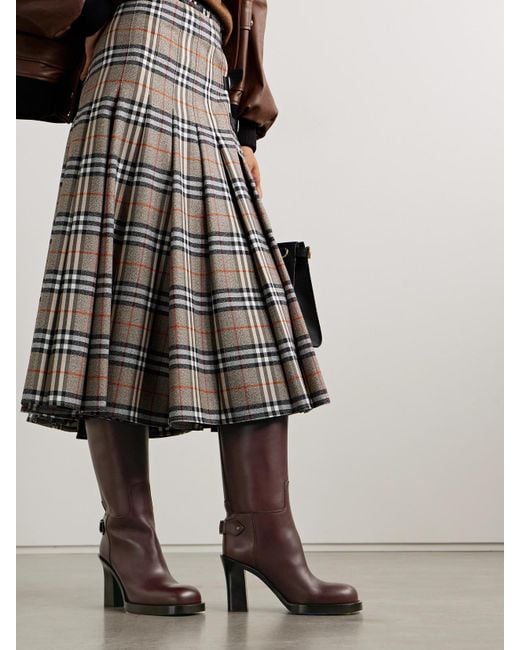 Bottes En Cuir À Boucles Burberry en coloris Red