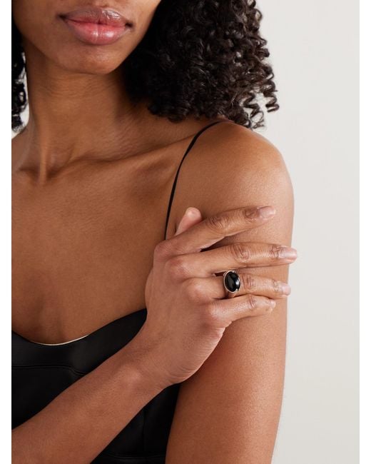 Loren Stewart Black Orb Sterling And Agate Ring