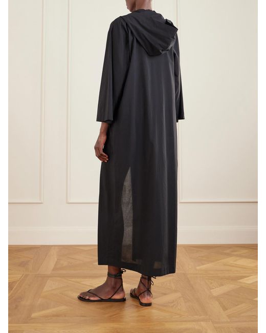 Lisa Marie Fernandez Black Hooded Cotton-Voile Kaftan