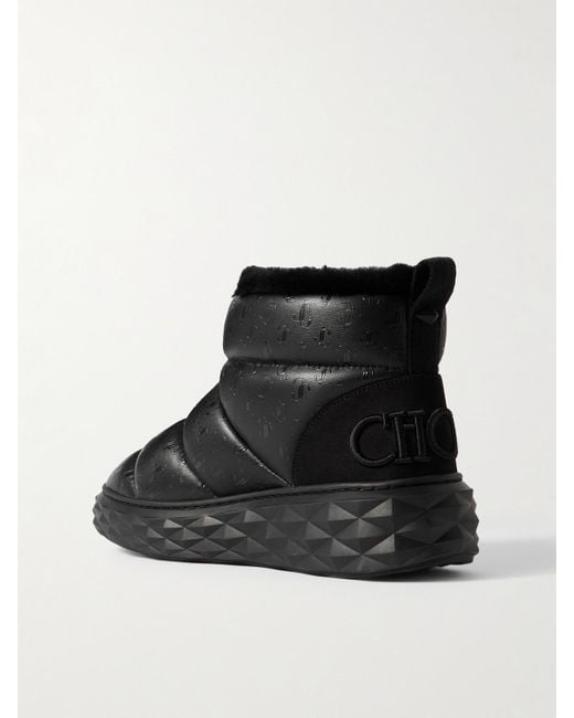 Bottines En Cuir Matelassé À Logo Doublées De Peau Lainée Xan Jimmy Choo en coloris Black