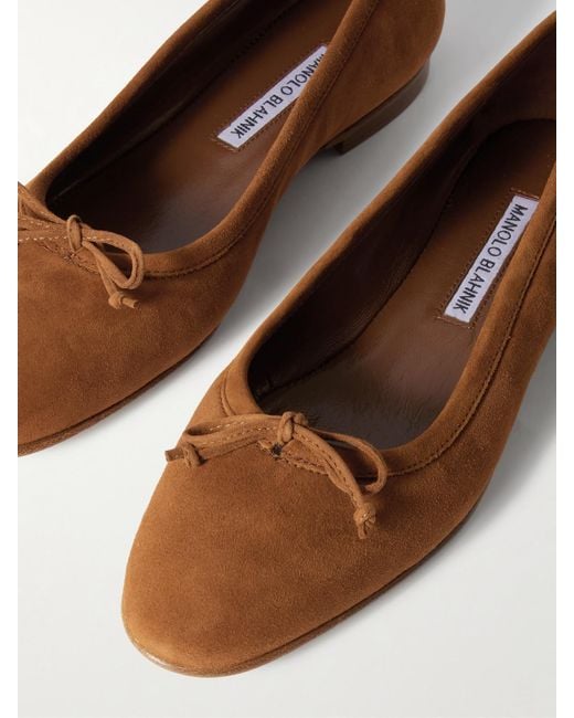 Ballerines En Daim À Nœuds Veralli Manolo Blahnik en coloris Brown