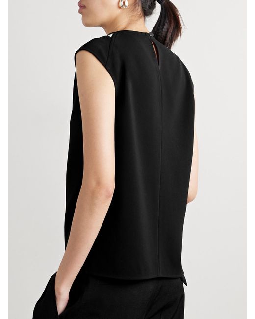 Proenza Schouler Black Prescott Striped Knitted And Crepe Tank