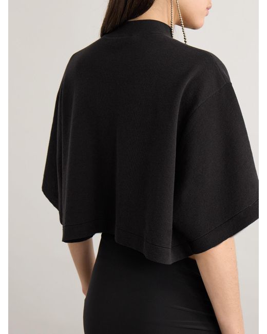 Alaïa Black Cropped Cotton-Jersey T-Shirt