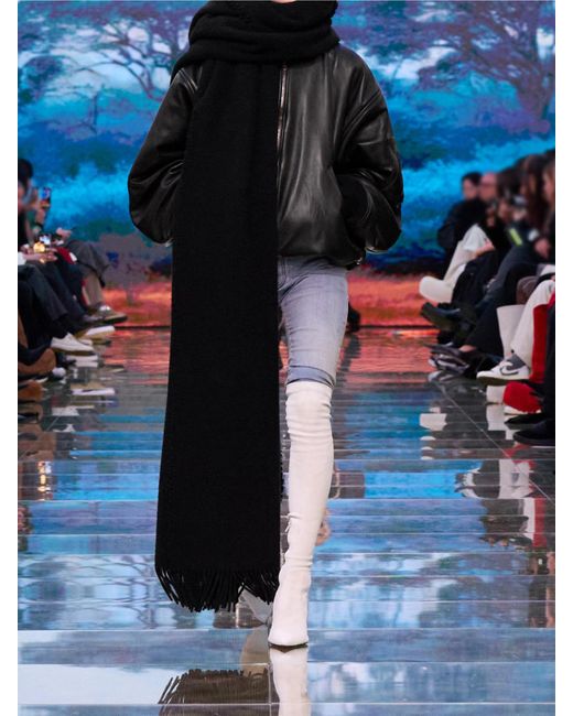 Balenciaga Black Oversized-Bomberjacke Aus Leder