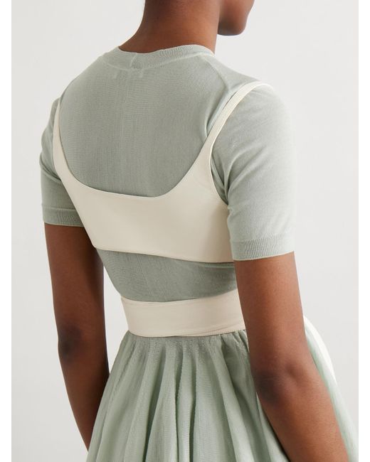 Alaïa Natural Cropped Knotted Leather Wrap Top
