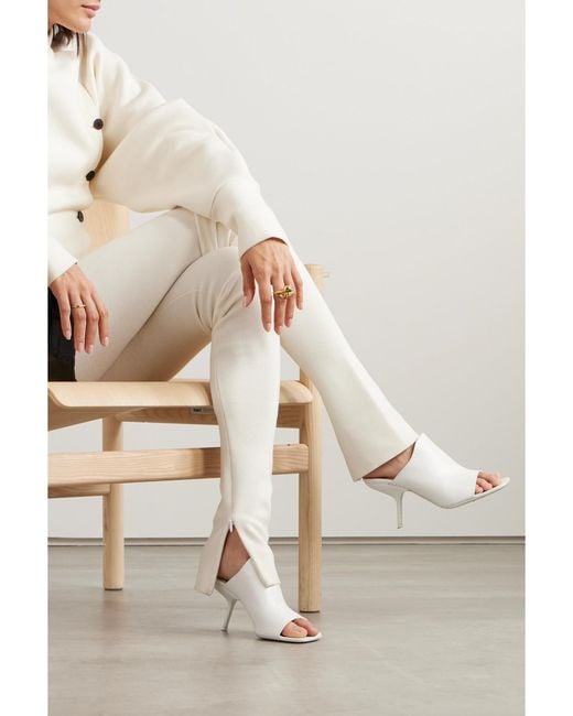 Ferragamo White Leather Mules