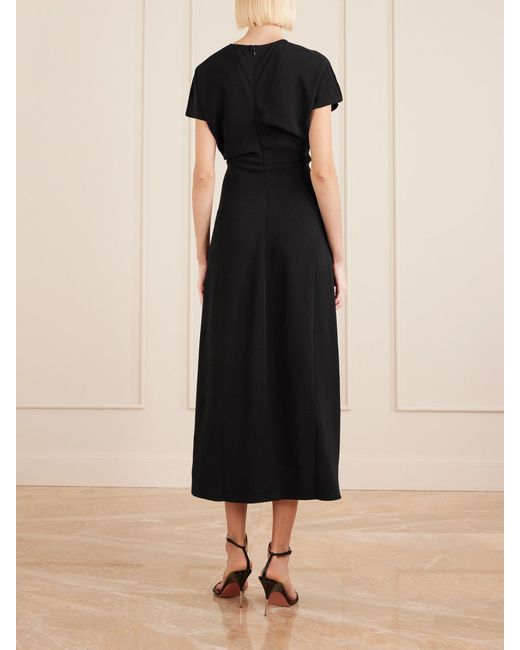 Anine Bing Black Zadig Gathered Crepe Midi Dress