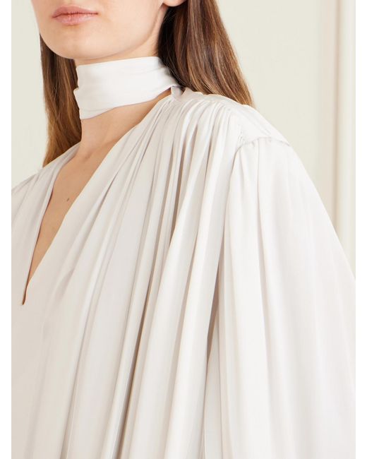 Calvin Klein White Allegra Belted Silk Crepe De Chine