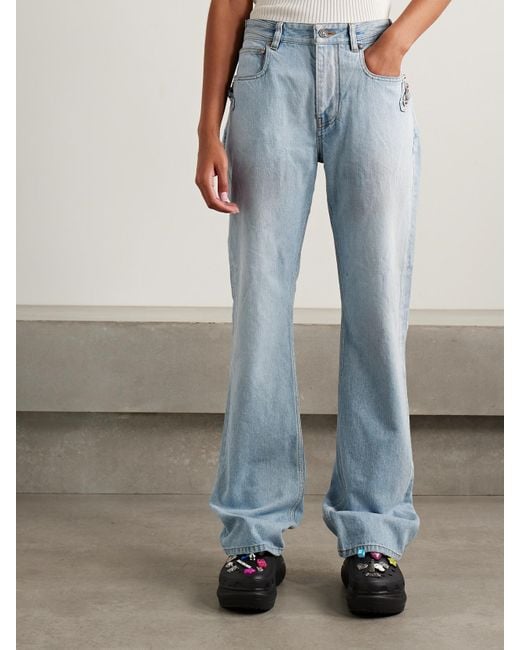 Balenciaga Blue City Studded High-Rise Straight-Leg Jeans