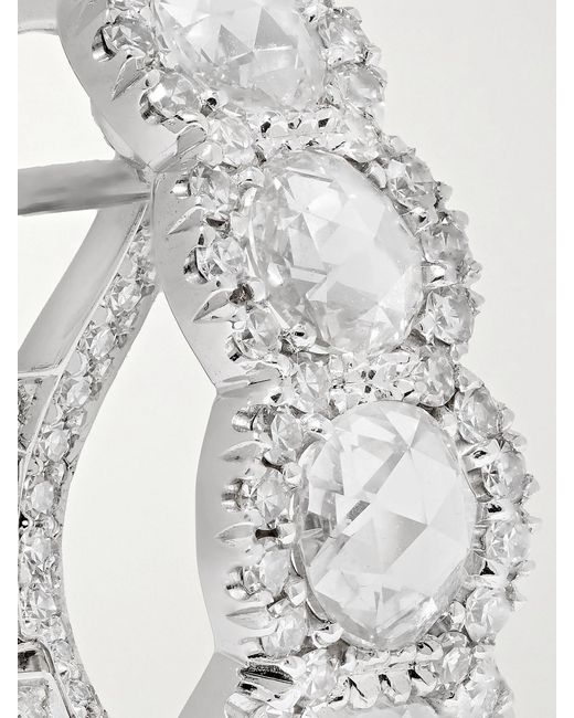 David Morris White 18-Karat Diamond Hoop Earrings