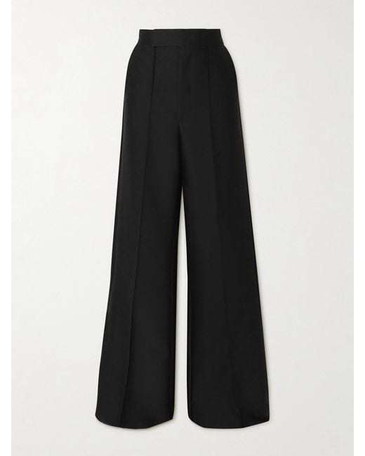 Maticevski Black Rival Wool And Silk-Blend Wide-Leg Pants