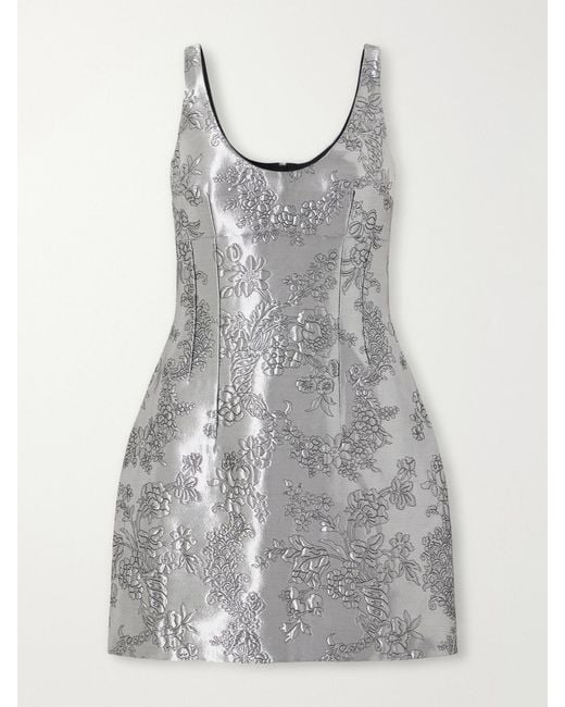 Emilia Wickstead Gray Einna Floral Cloqué Mini Dress