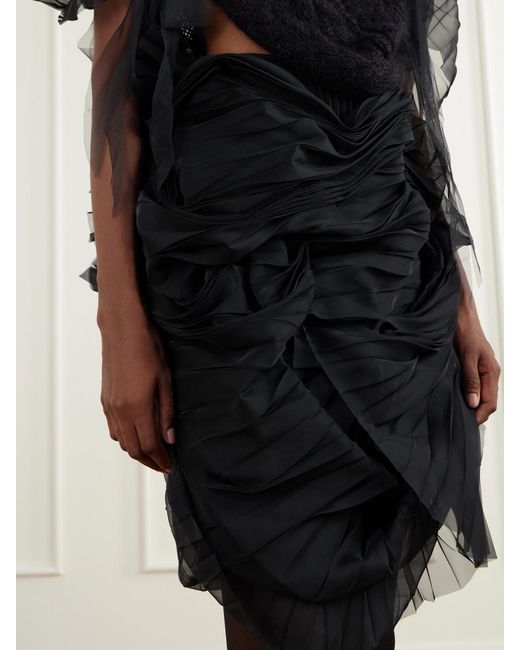 PAULINE DUJANCOURT Black Minna Eerie Ruched Tulle Knee-Length Skirt