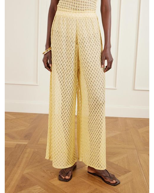 Missoni Natural Mare Metallic Crochet-Knit Wide-Leg Pants