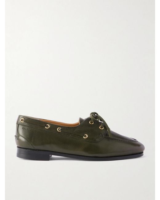 Bally Green Pathy Leather Boat Shoes