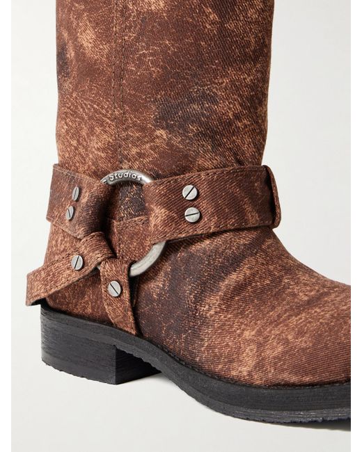 Acne Brown Kniehohe Stiefel Aus Beschichtetem Canvas