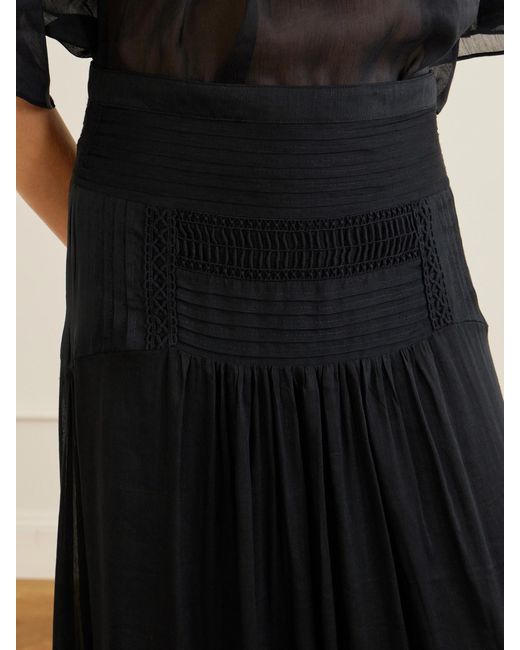 Isabel Marant Blue Pylka Embroidered Crepon Midi Skirt