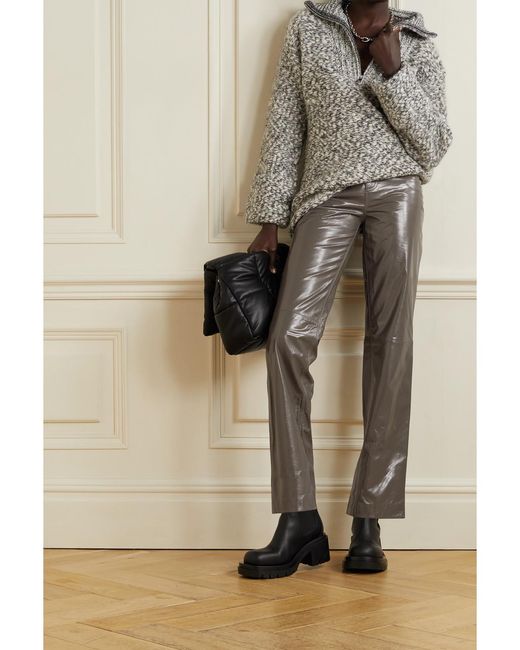 REMAIN Birger Christensen Gray Lynn Hose Mit Geradem Bein Aus Leder