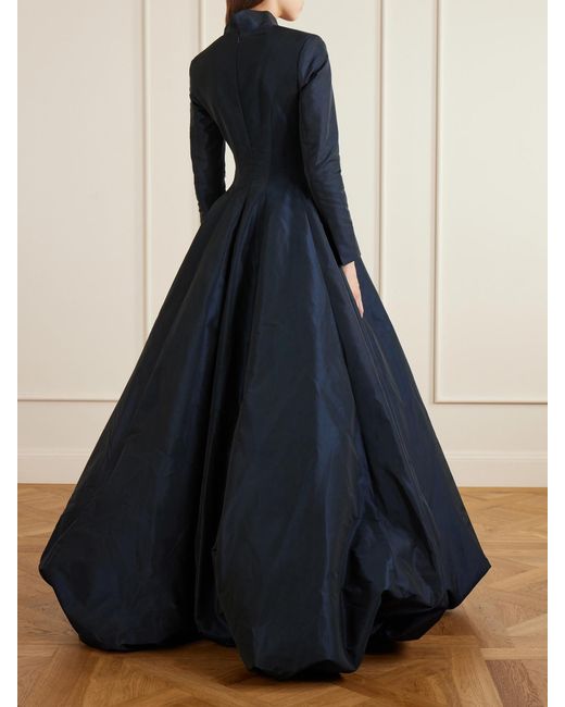 Marmar Halim Blue Pleated Taffeta Gown