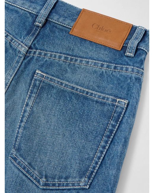 Chloé Blue Frayed High-Rise Flared Jeans