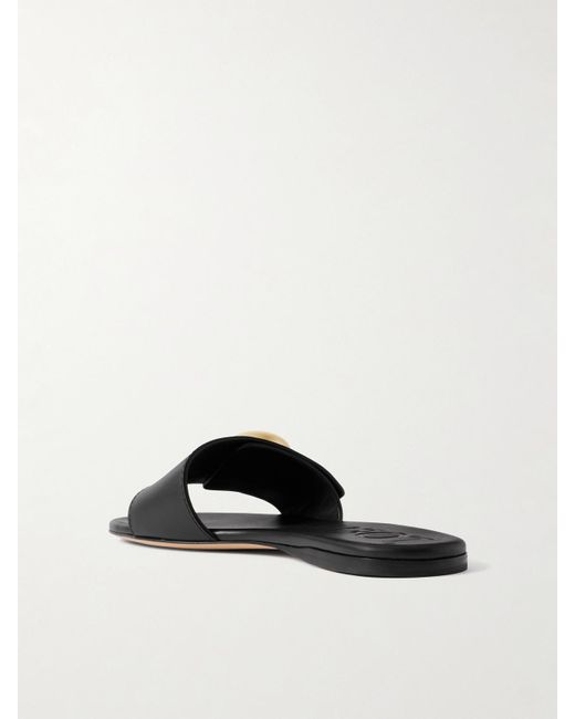 Loewe White Pebble Pantoletten Aus Leder Mit Verzierung