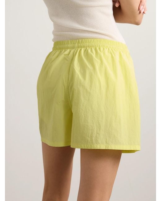 Tory Sport Yellow Embroidered Crinkled-Shell Shorts