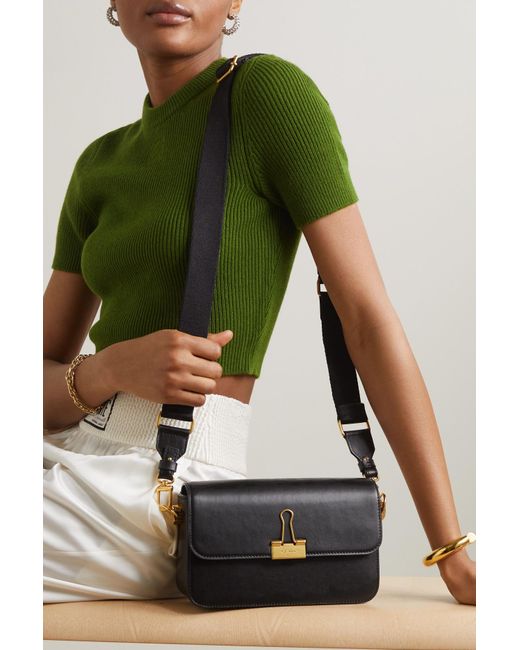 Embellished leather shoulder bag sale