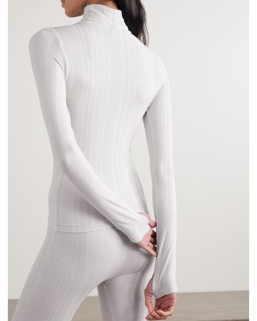 CORDOVA White Sol Ribbed Stretch-Jersey Turtleneck Top