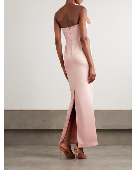 The New Arrivals Ilkyaz Ozel Pink Sisu Bow-Embellished Satin Gown