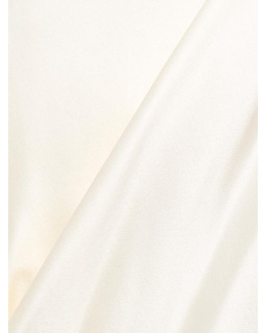 Danielle Frankel White Stella Open-back Silk And Wool-blend Satin Halterneck Gown