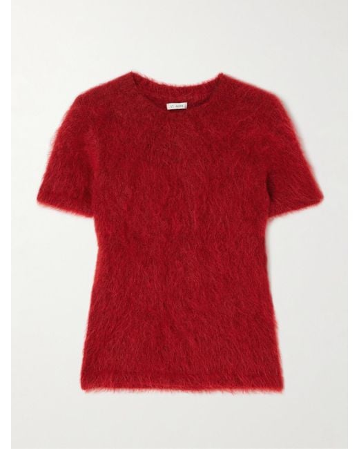 St. Agni Red Baby Tee Brushed Alpaca-Blend Sweater