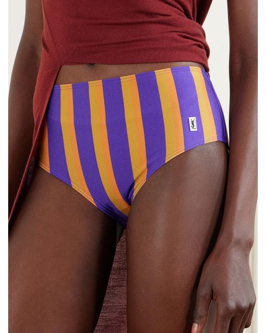 Saint Laurent Blue Striped Bikini Briefs