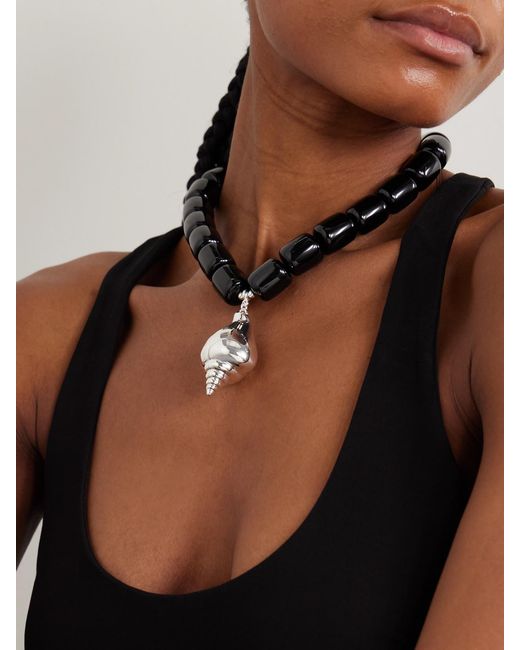 Julietta Black Ponza-Plated Resin Necklace