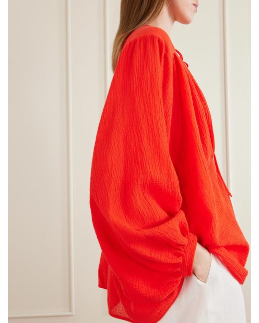 Les Vacances d'Irina Hazy Nipple Gathered Cotton Shirt