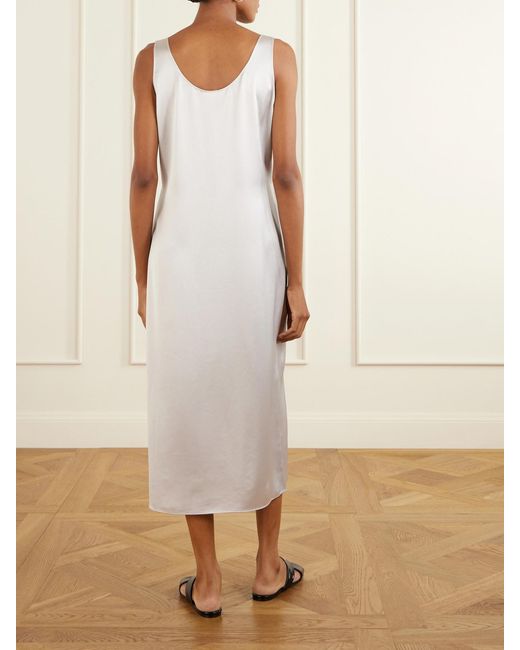 Leset White Barb Satin Midi Dress