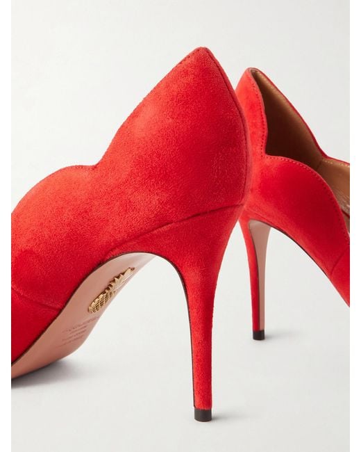 Aquazzura Red Petal 85 Suede Pumps