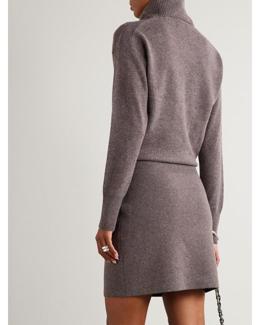 Veronica Beard Gray Cassidy Merino Wool And Cashmere-Blend Turtleneck Mini Dress
