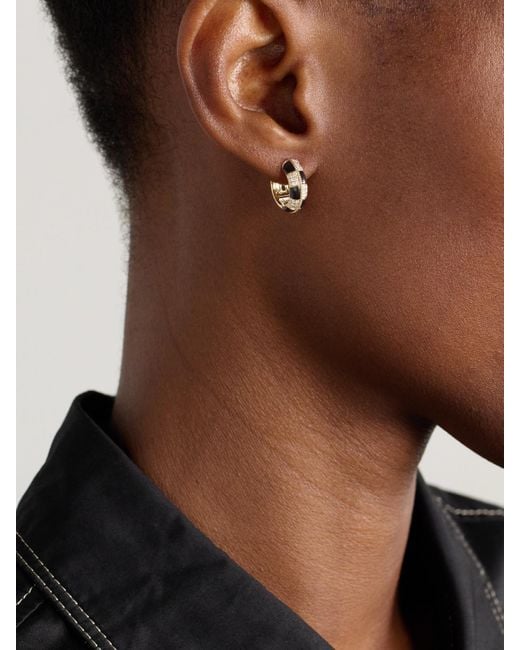 Yvonne Léon Natural Mini Créoles 9-Karat, Onyx And Diamond Hoop Earrings