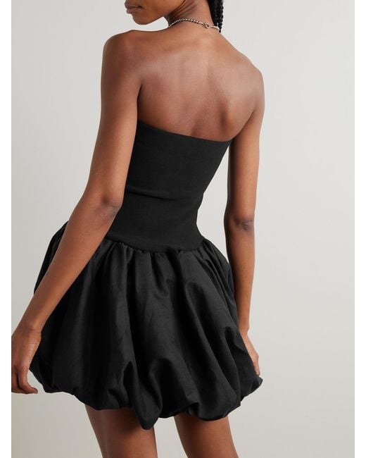 Jonathan Simkhai Black Pollie Strapless Stretch Recycled-Knit And Linen-Blend Mini Dress