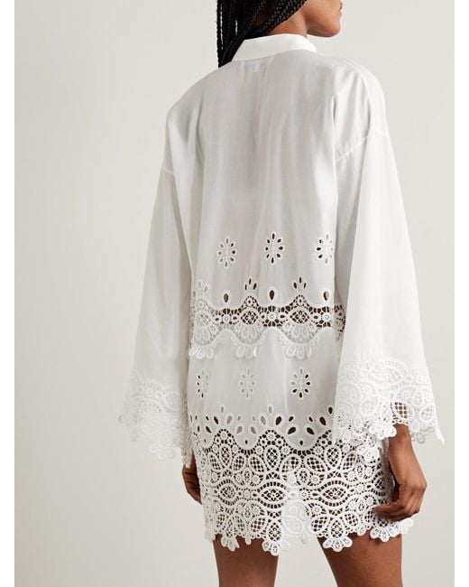 Christiano Marchelli Women's White Maria Silk-Trimmed Guipure Lace